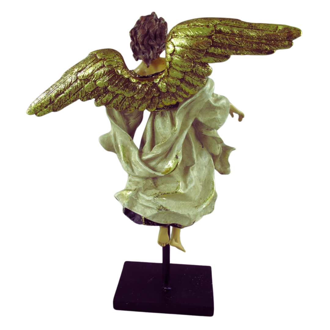 Barock Engel zum Stellen Polystein Creme Gold