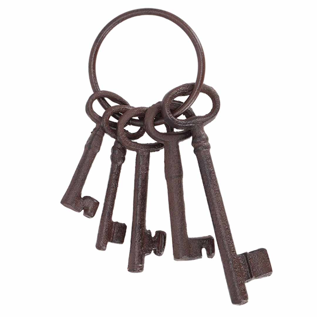 Handgegossener dekorativer Schlüsselbund - Gusseiserne Vintage Schlüssel