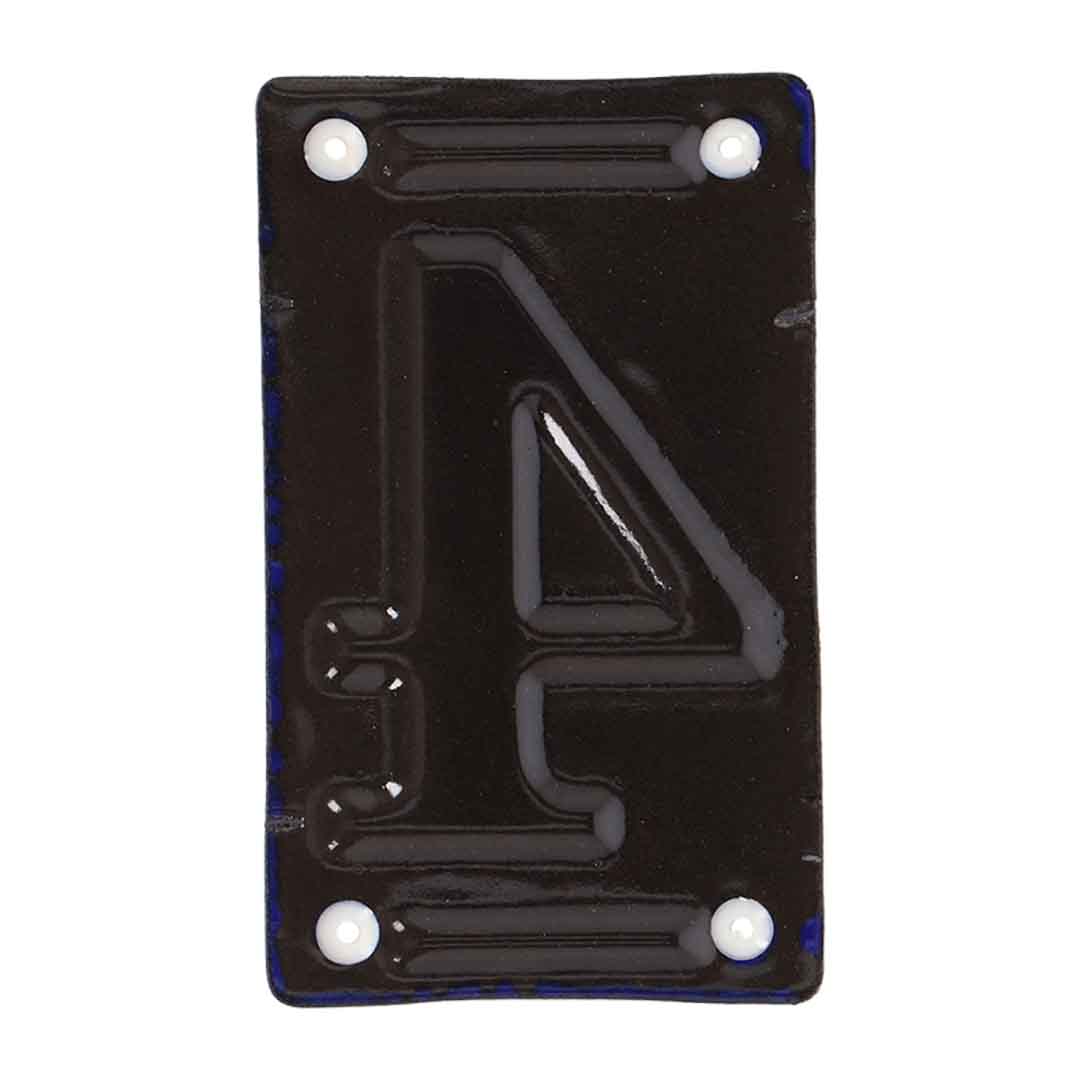 Vintage Emaille-Hausnummern & Zierelemente weiß auf blau