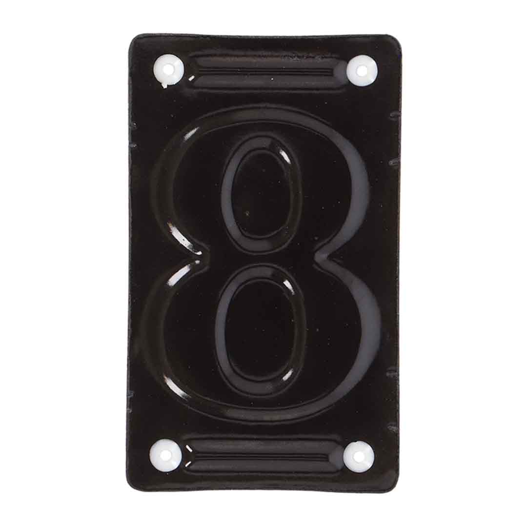 Vintage Emaille-Hausnummern & Zierelemente weiß auf blau