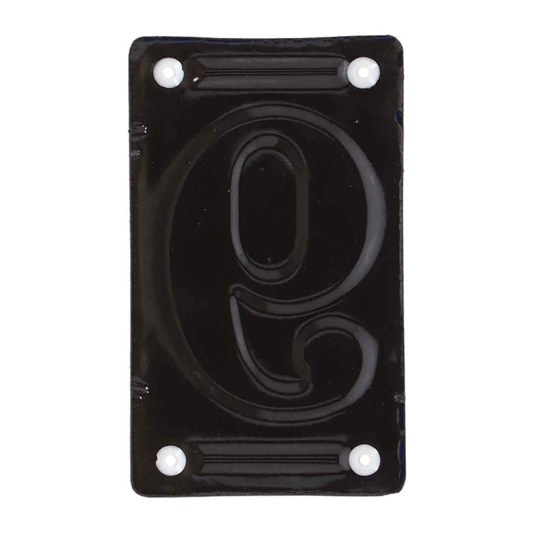 Vintage Emaille-Hausnummern & Zierelemente weiß auf blau