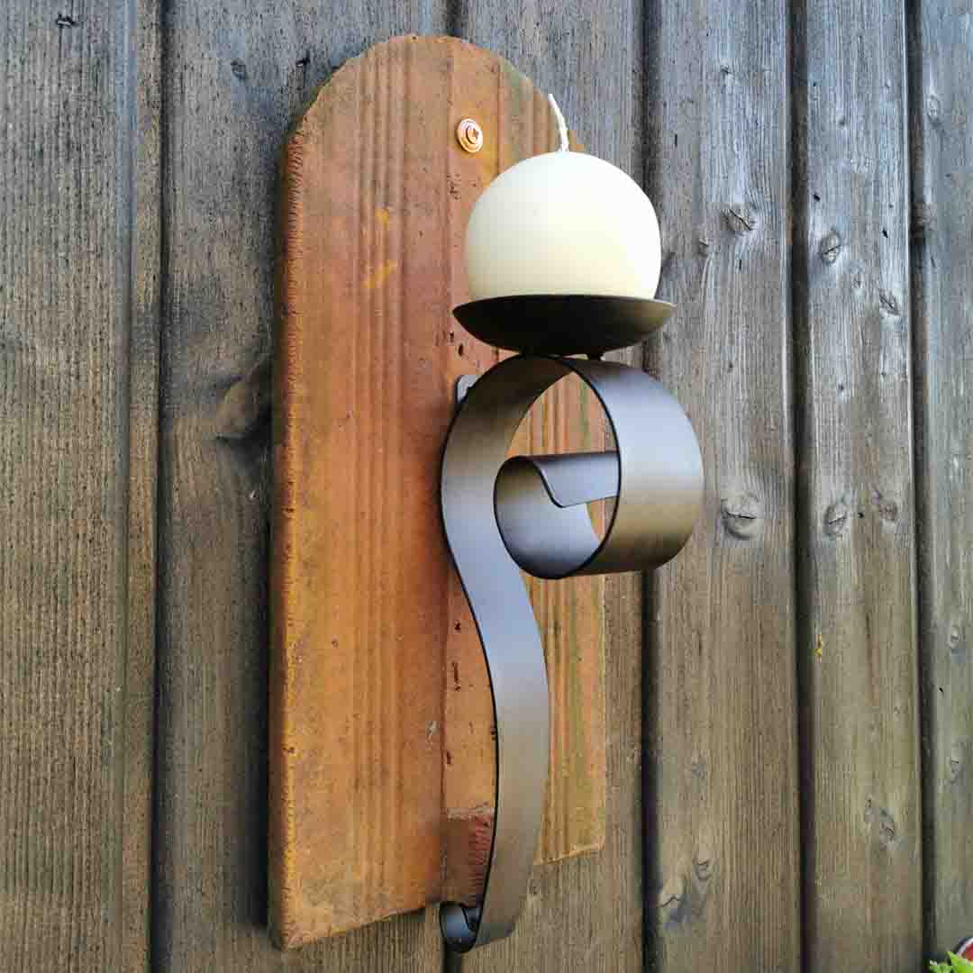 Vintage Wandkerzenhalter mit Dachziegel