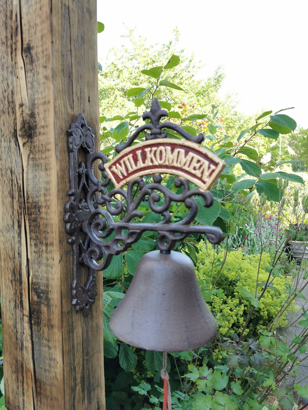 Große klassische Türglocke "Willkommen" aus Gusseisen