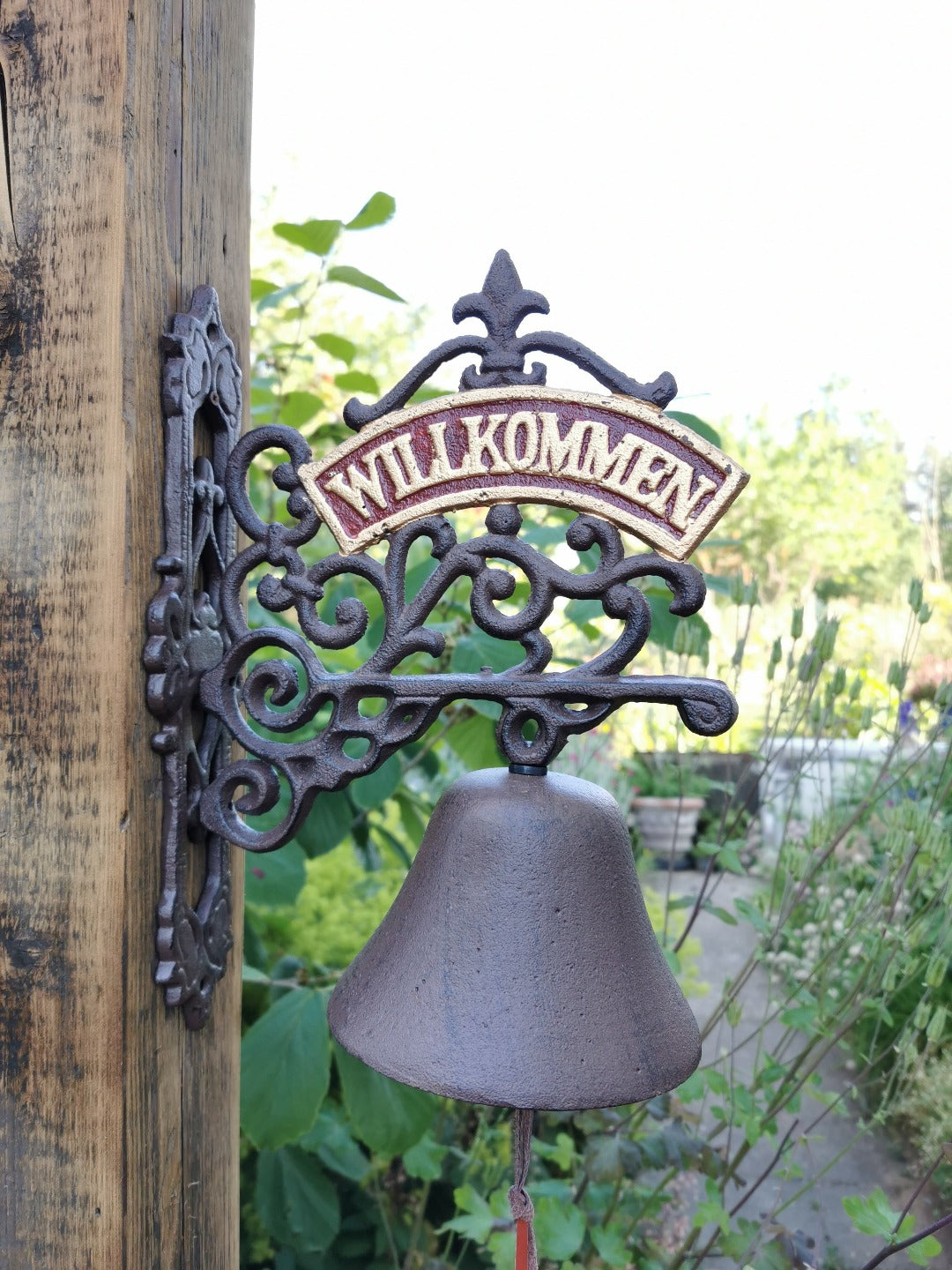 Große klassische Türglocke "Willkommen" aus Gusseisen