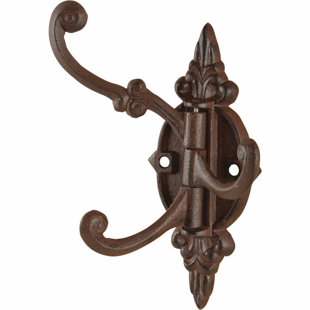 Drehbarer Gusseisen-Haken antikbraun, 3-fach, groß