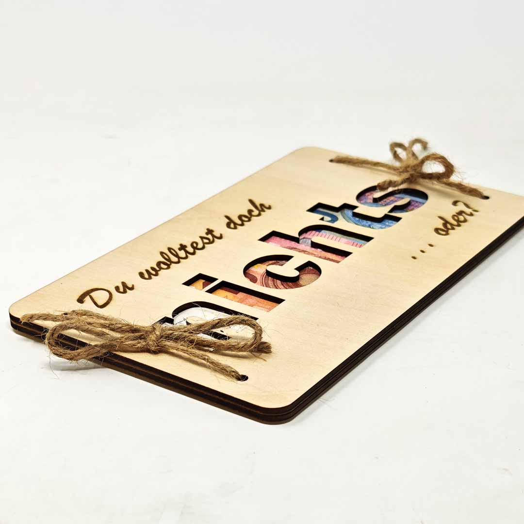 Holzkarte Du wolltest doch nichts – für Geldgeschenke & Gutscheine