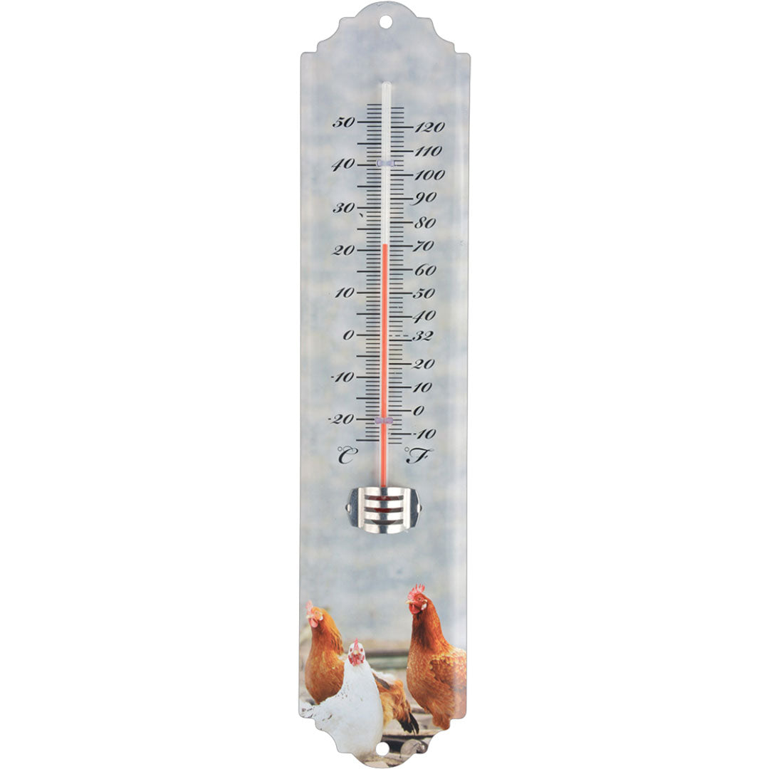 Thermometer Bauernhoftiere aus Blech für Gartenfans