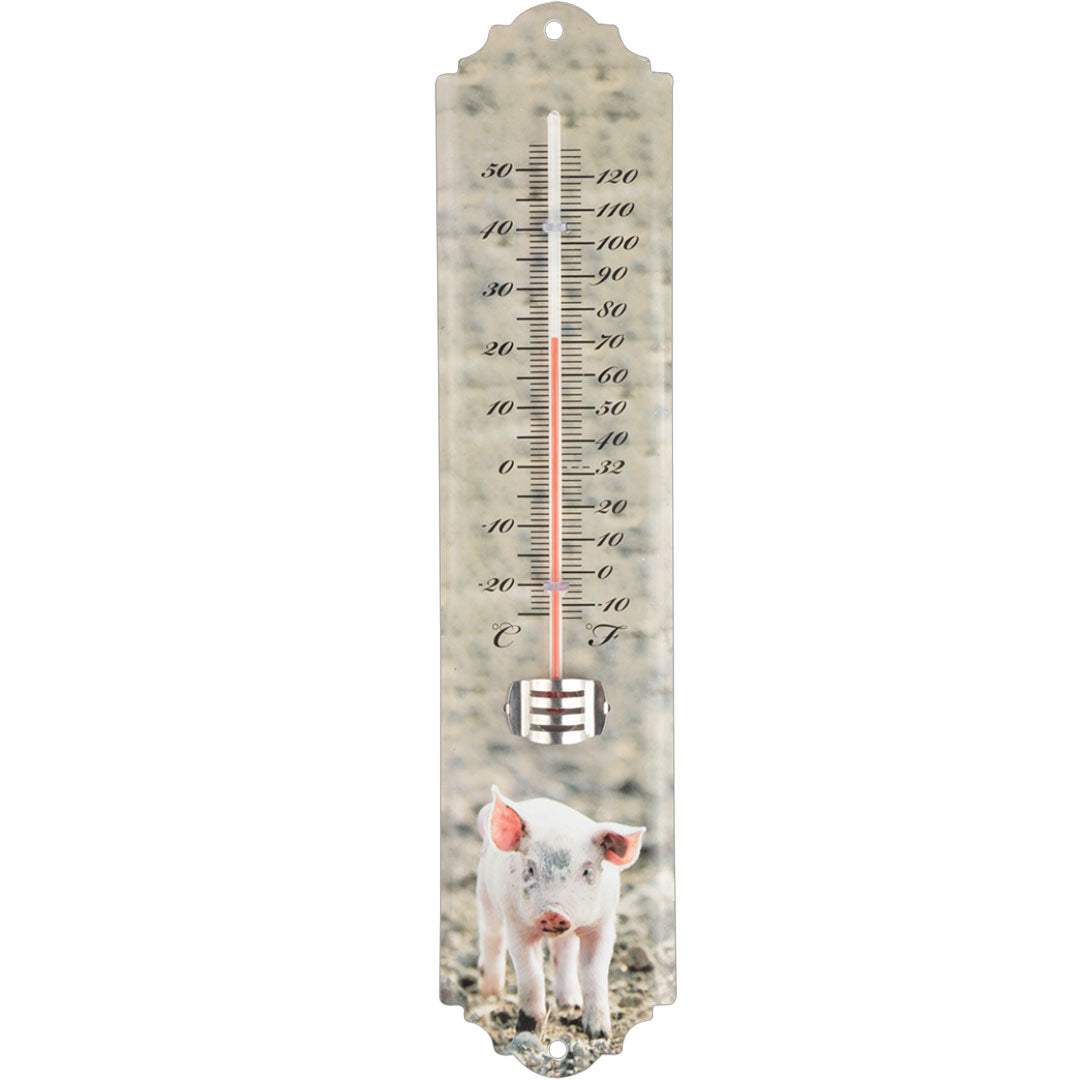 Thermometer Bauernhoftiere aus Blech für Gartenfans