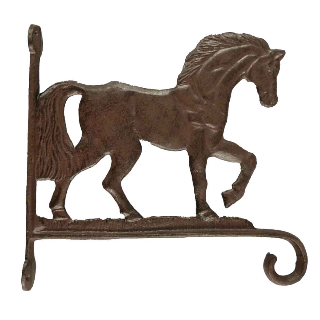 Großer Wandhaken mit Pferd aus Gusseisen