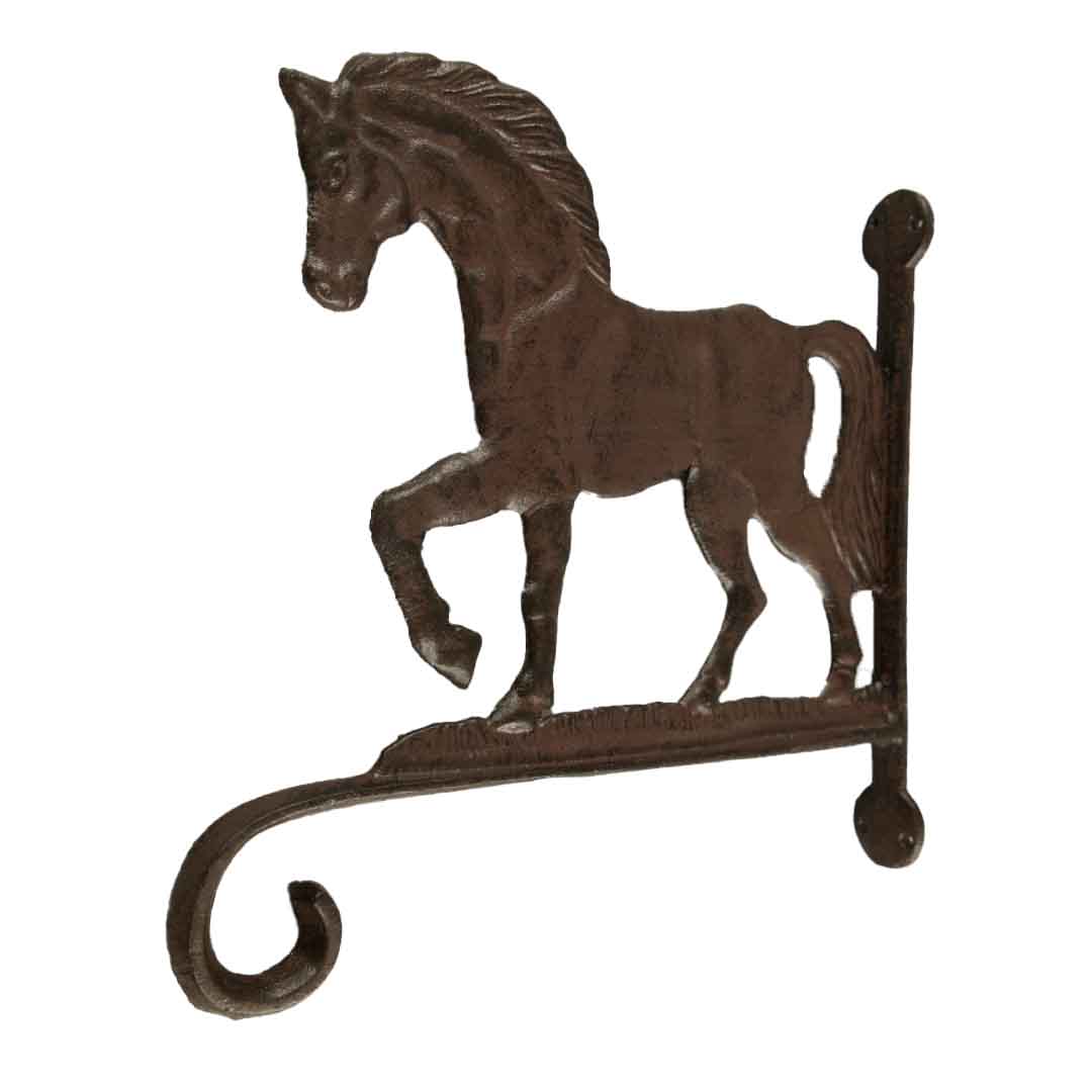 Großer Wandhaken mit Pferd aus Gusseisen