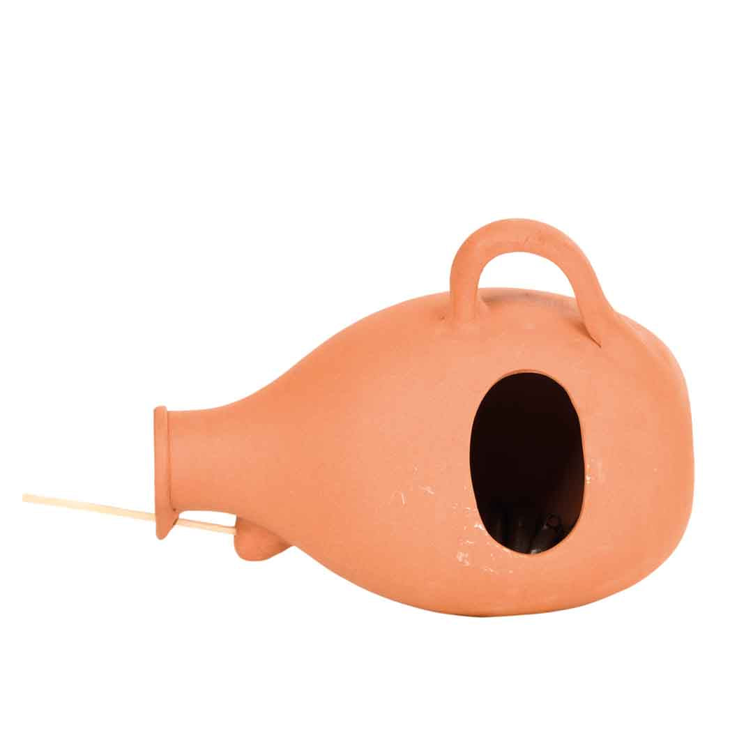 Vogeltopf Meisen und Sperlinge quer Terracotta