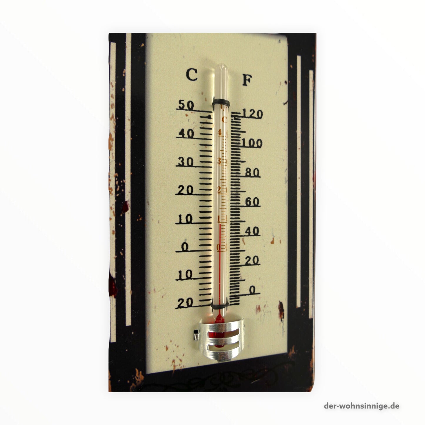 Thermometer auf einem Blechschild mit Kräuter Design