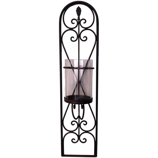 Wandkerzenhalter Eisen braun mit Glas