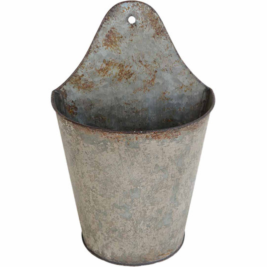 Wandübertopf aus Eisenblech antikgrau H33cm
