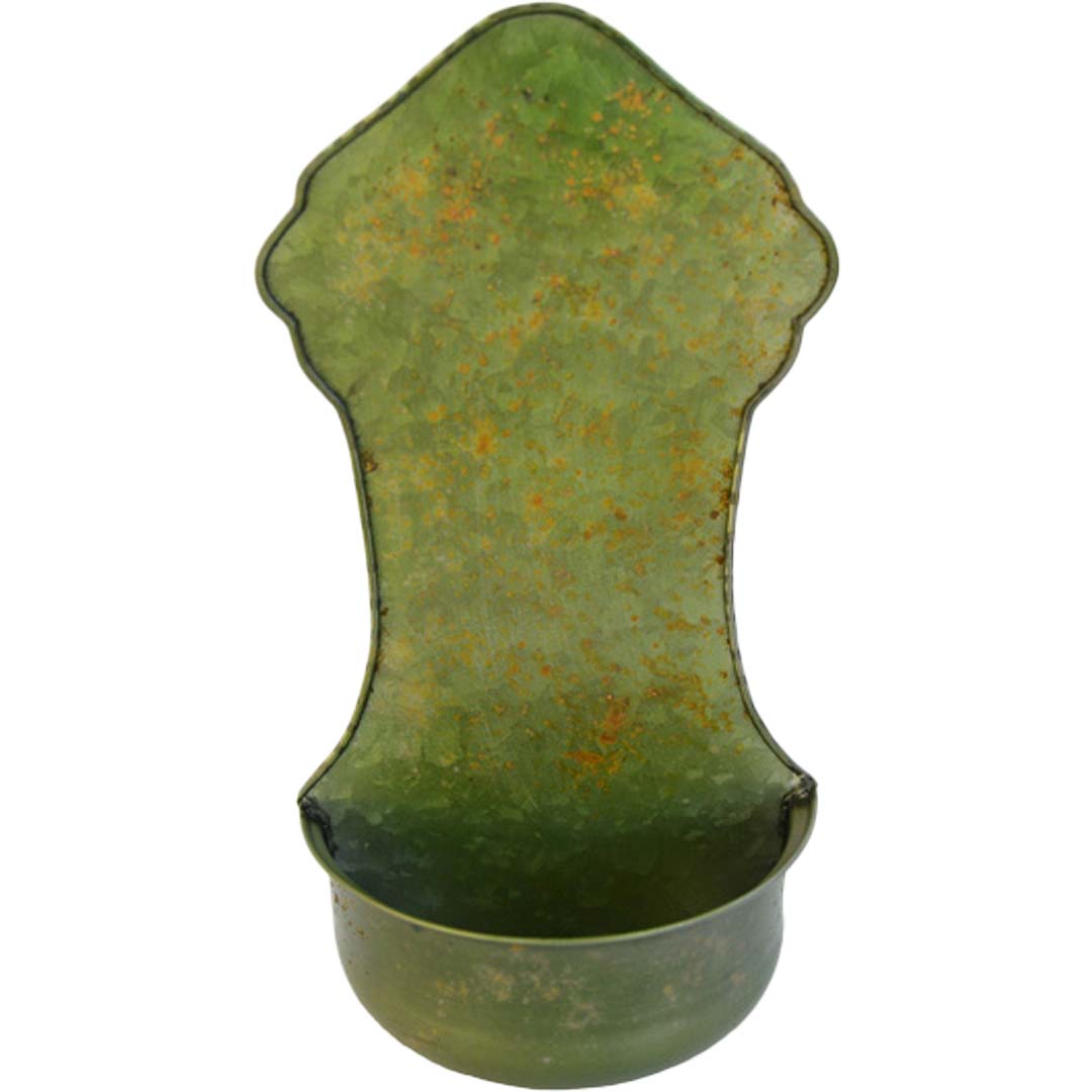 Antikgrüne Blech-Wandschale mit Patina 40 cm