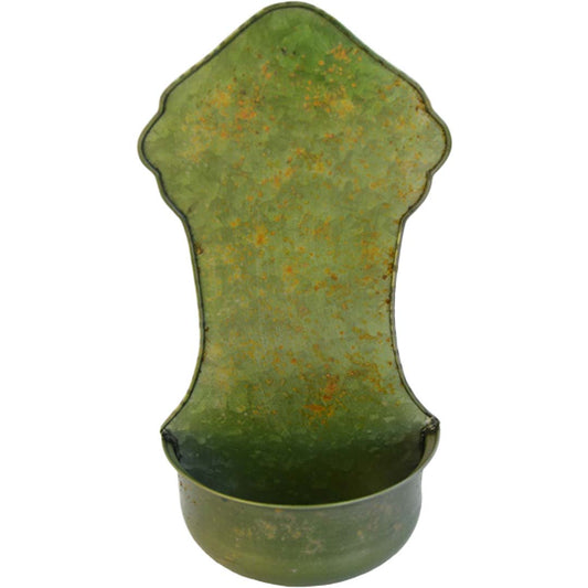 Antikgrüne Blech-Wandschale mit Patina 40 cm
