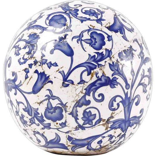 Keramik-Dekokugel Barock Blau Ø12cm wetterfest