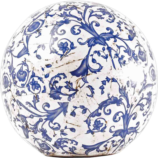 Dekokugel Keramik Barock Blau 18 cm wetterfest