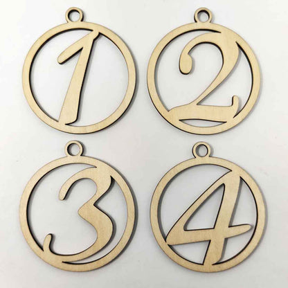 4 Adventskranz Anhänger Holz gelasert rund