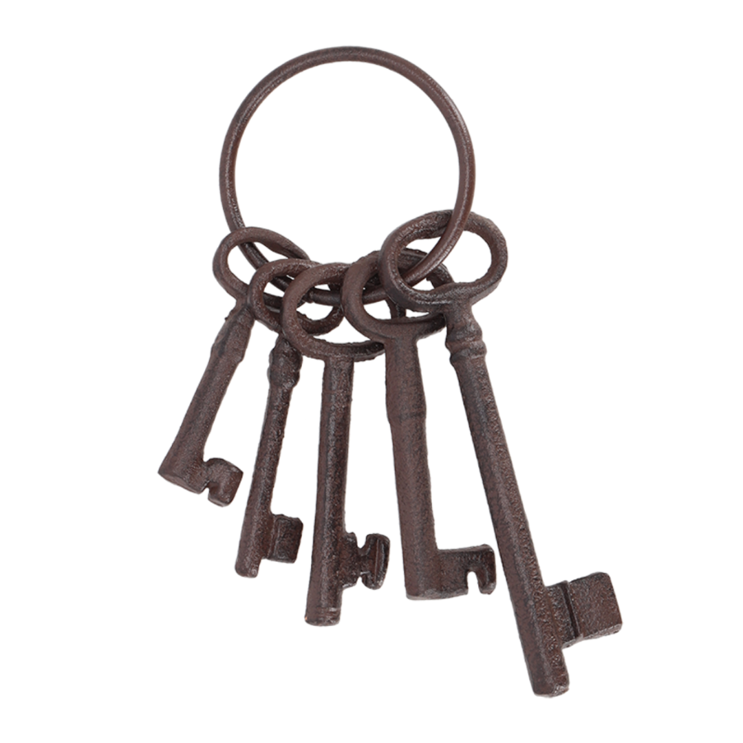 Handgegossener dekorativer Schlüsselbund - Gusseiserne Vintage Schlüssel