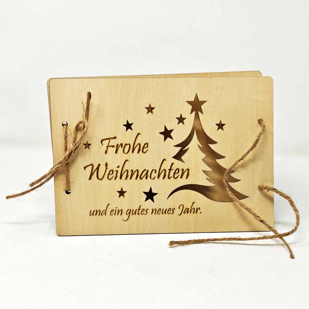 Holzkarte Frohe Weihnachten – für Geldgeschenke & Gutscheine