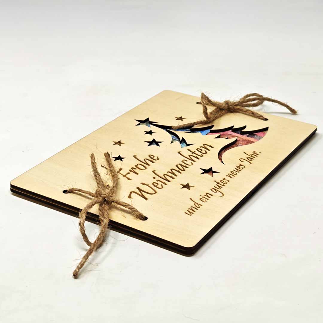 Holzkarte Frohe Weihnachten – für Geldgeschenke & Gutscheine