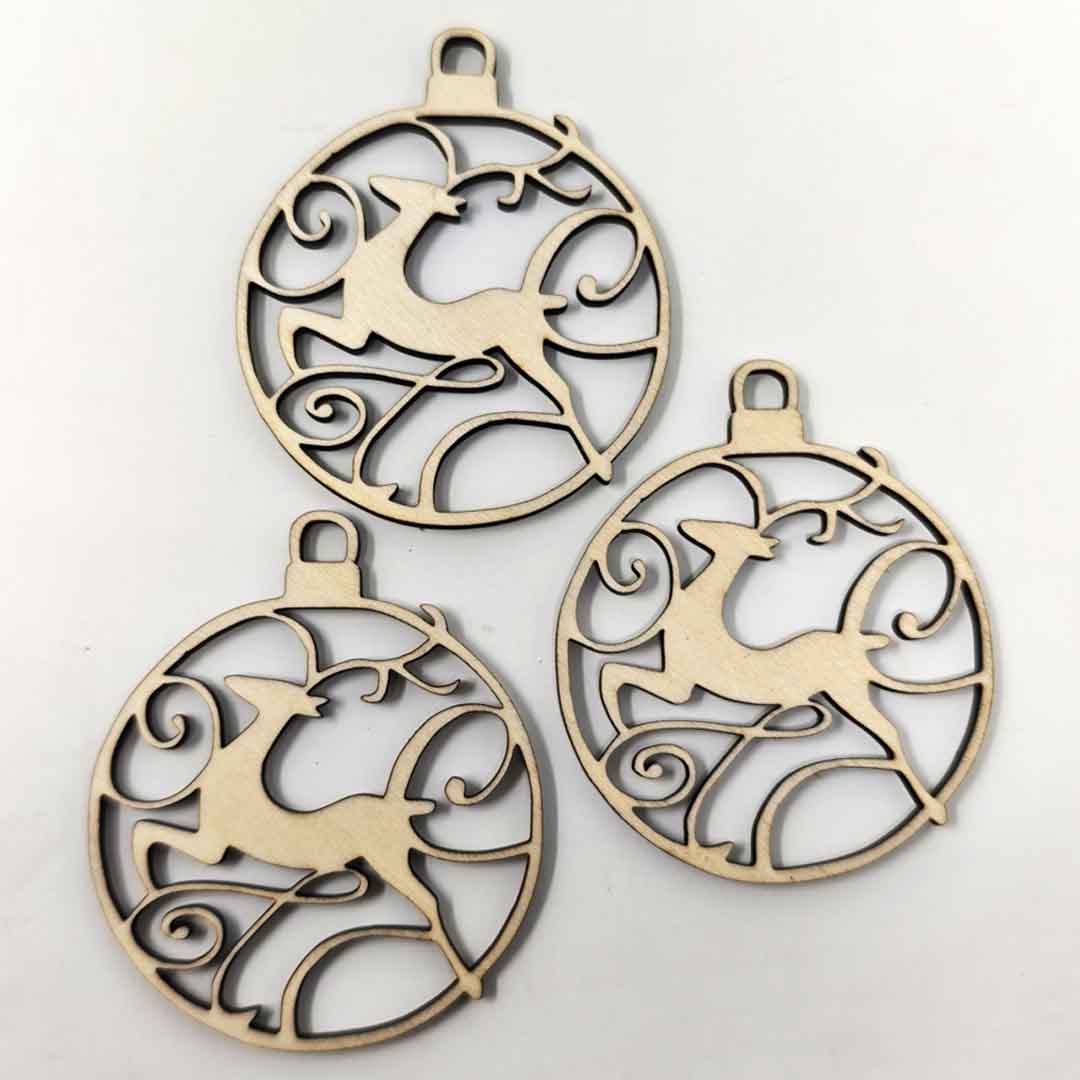 Anhänger Hirsch 3er Set Holz filigran gelasert