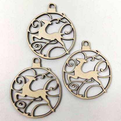 Anhänger Hirsch 3er Set Holz filigran gelasert