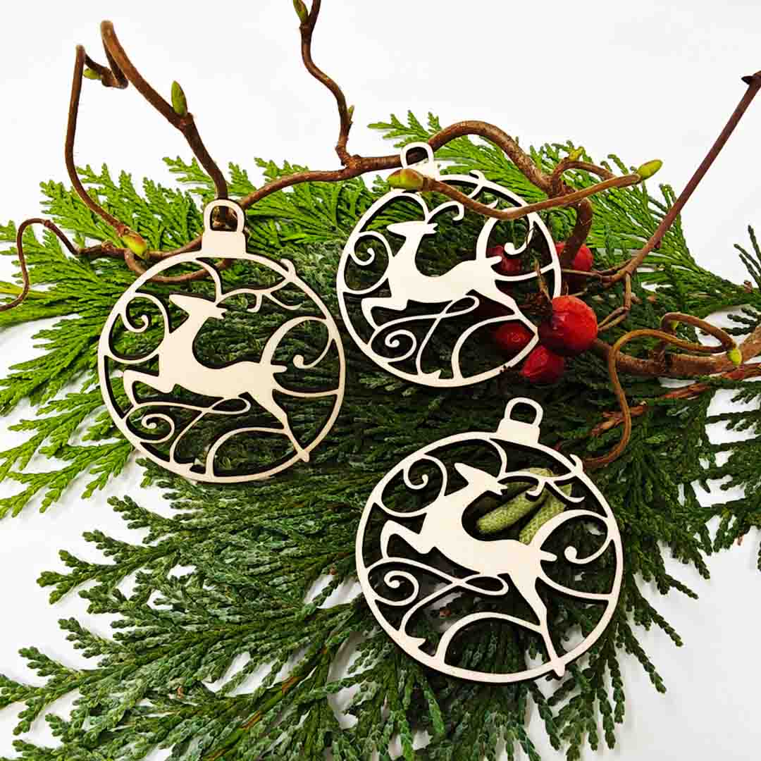 Anhänger Hirsch 3er Set Holz filigran gelasert