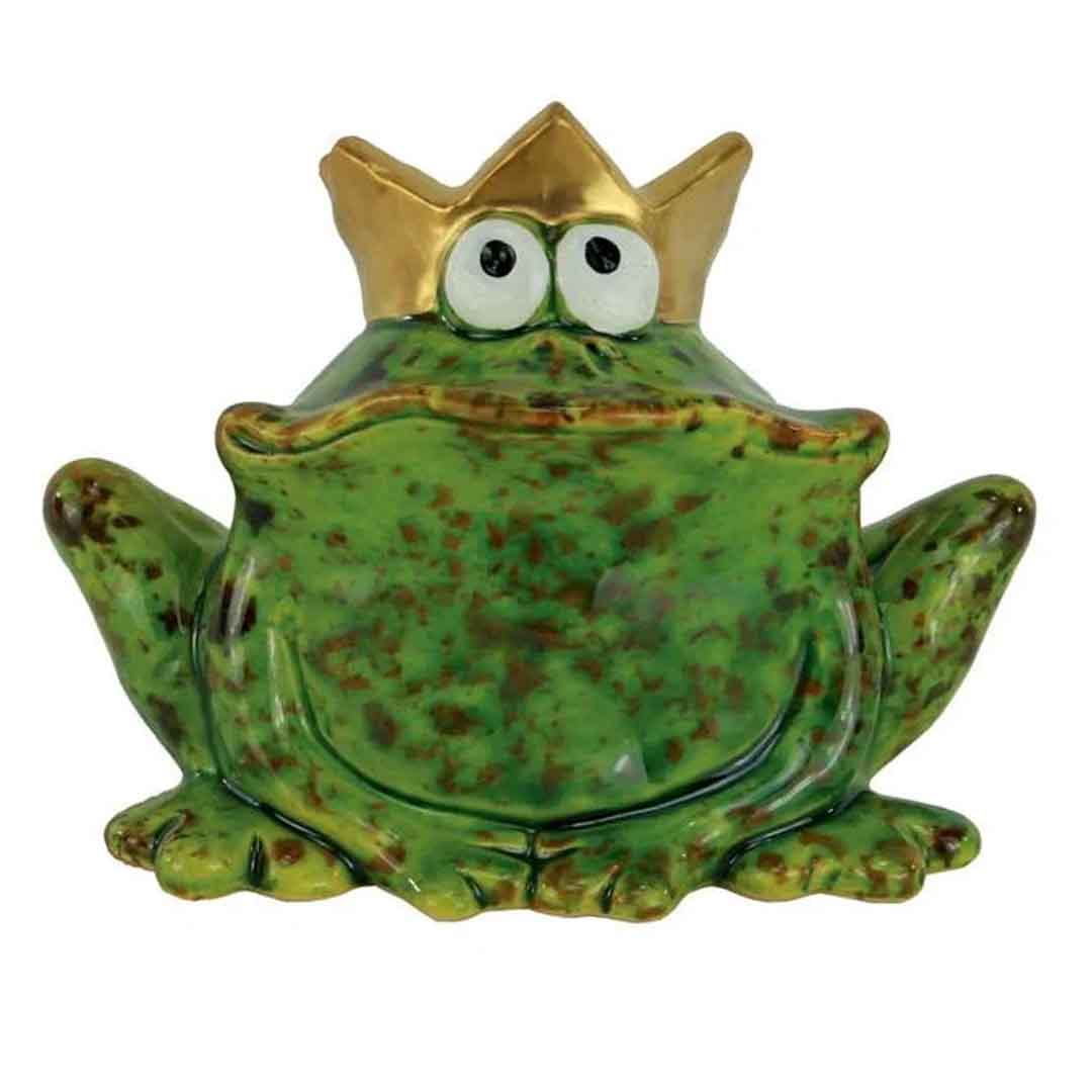 Froschkönig sitzend Keramikfigur – liebevolle Handarbeit