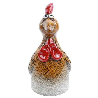 Zaunhocker Huhn, braun , Keramik, 12,3x9,9x18,9cm
