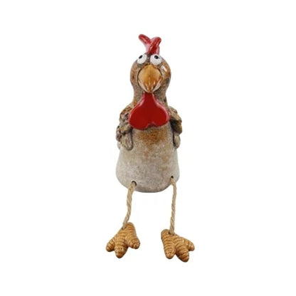 Witziger Kantenhocker Huhn aus Keramik, Bewegliche Beine