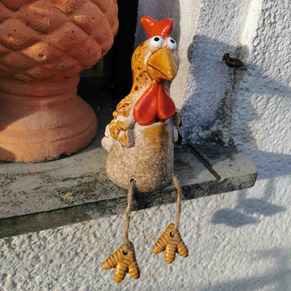 Witziger Kantenhocker Huhn aus Keramik, Bewegliche Beine
