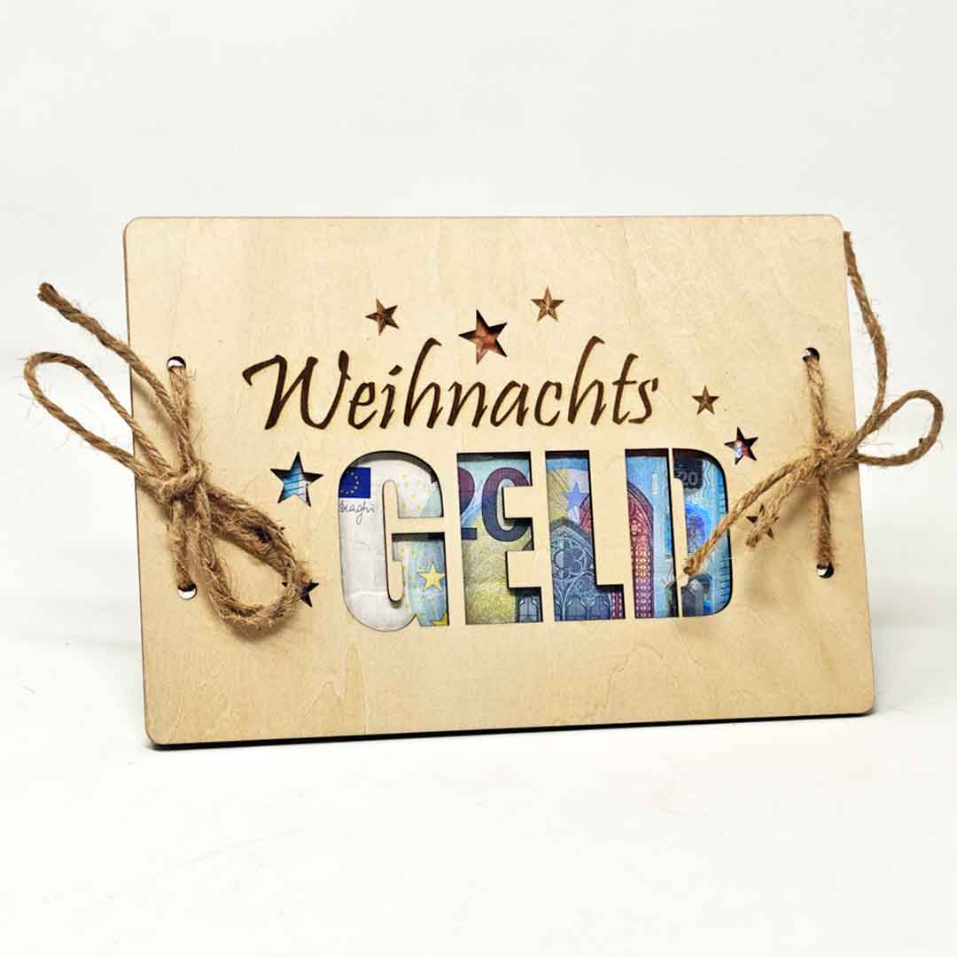 Weihnachtsgeld Holzkarte für Geldgeschenke oder Gutscheine