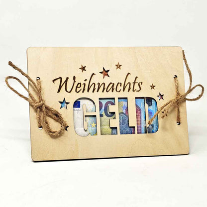 Weihnachtsgeld Holzkarte für Geldgeschenke oder Gutscheine