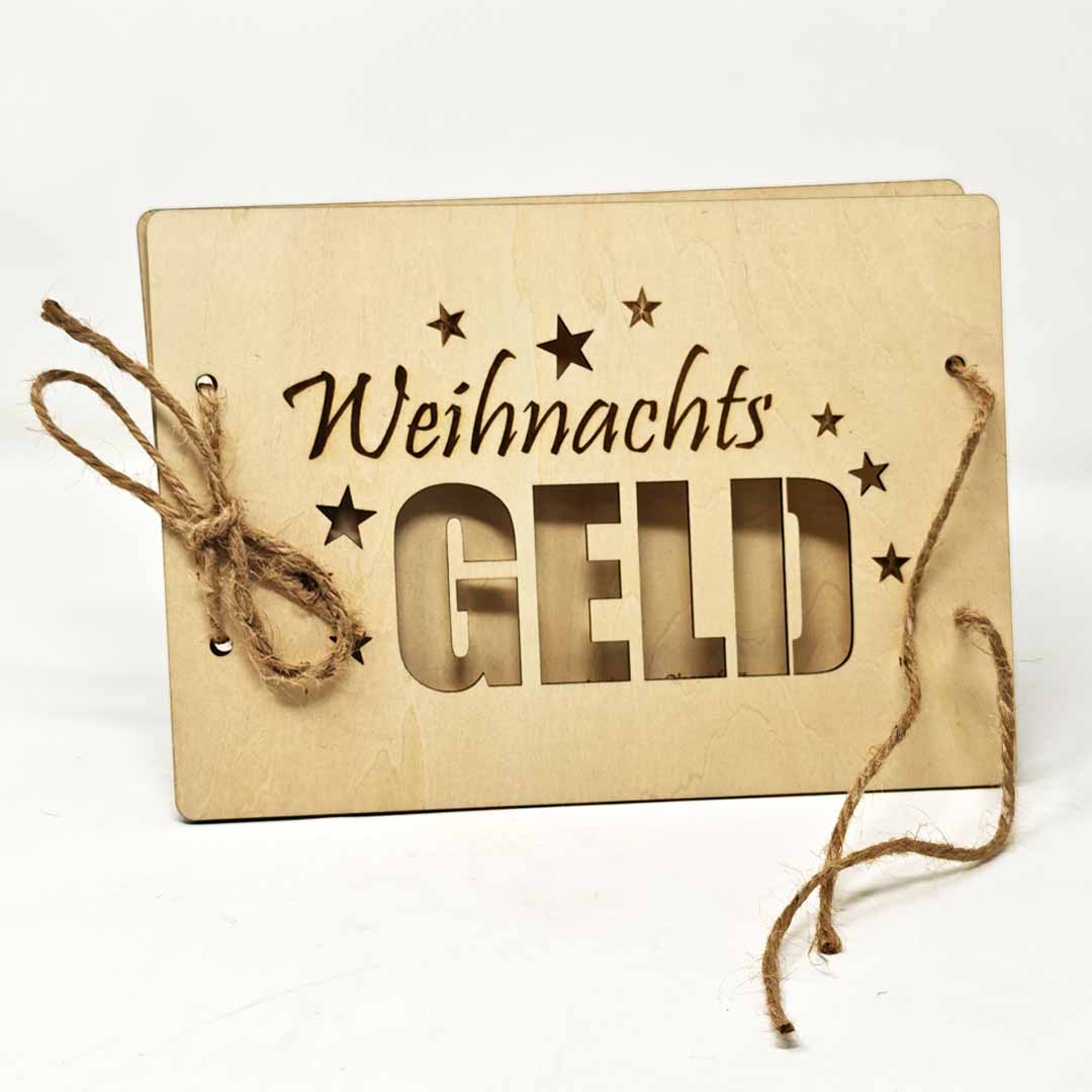 Weihnachtsgeld Holzkarte für Geldgeschenke oder Gutscheine