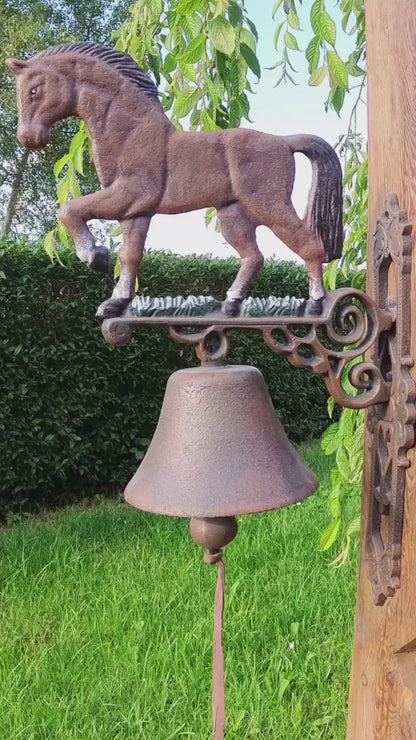 Klangprobe Massive Türglocke mit braunem Pferd Gusseisen