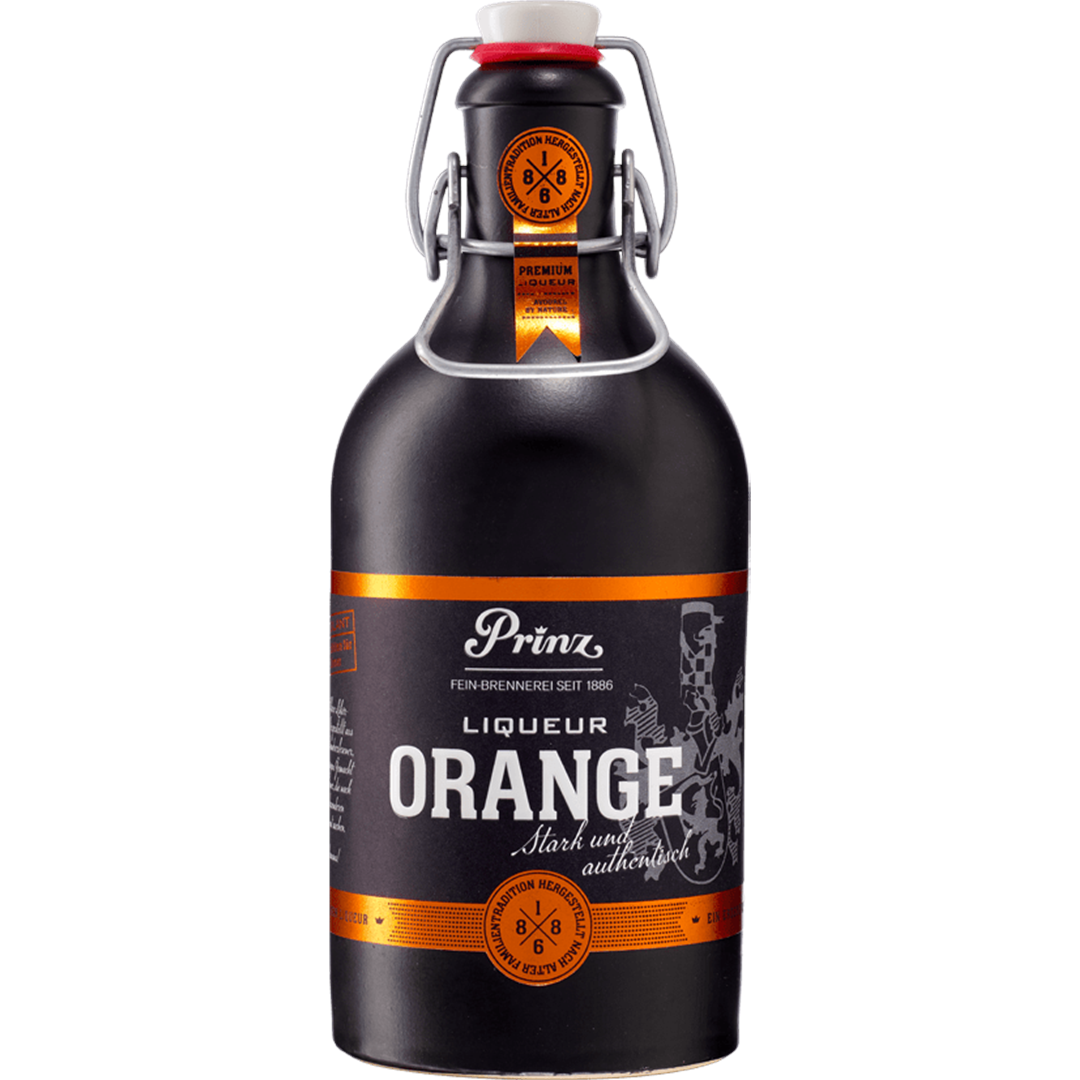 Prinz Nobilant Orange Liqueur 37,7 % vol. – 0,5-l-Flasche vor weißem Hintergrund