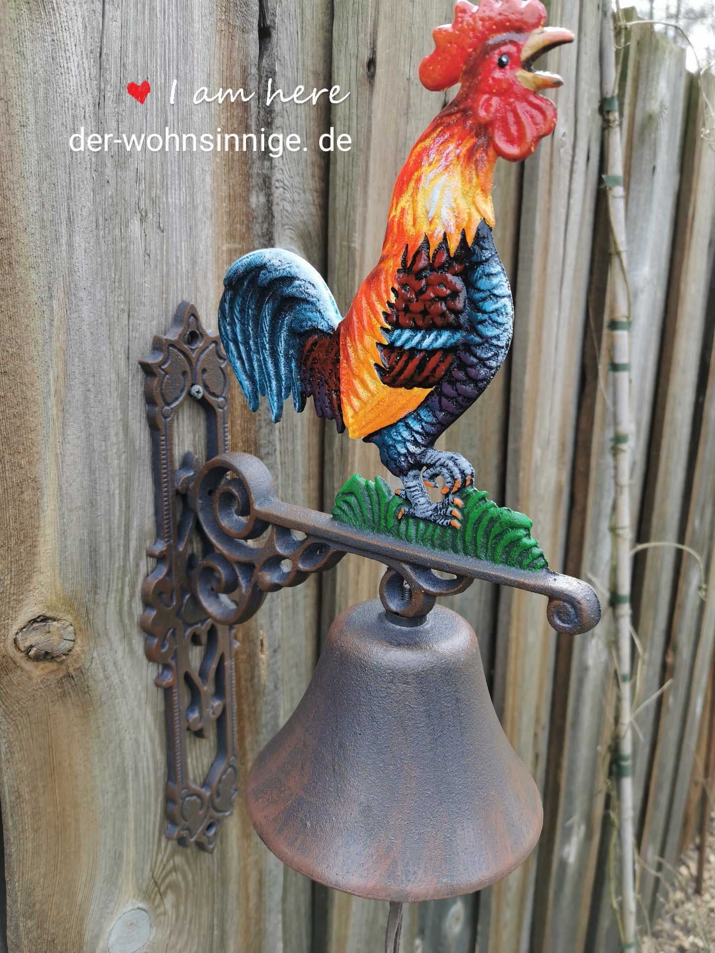 Türglocke aus Gusseisen mit einem prachtvollen Hahn - der Wohnsinnige