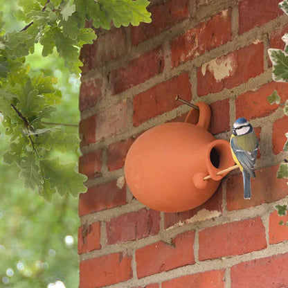 Vogeltopf Meisen und Sperlinge quer Terracotta